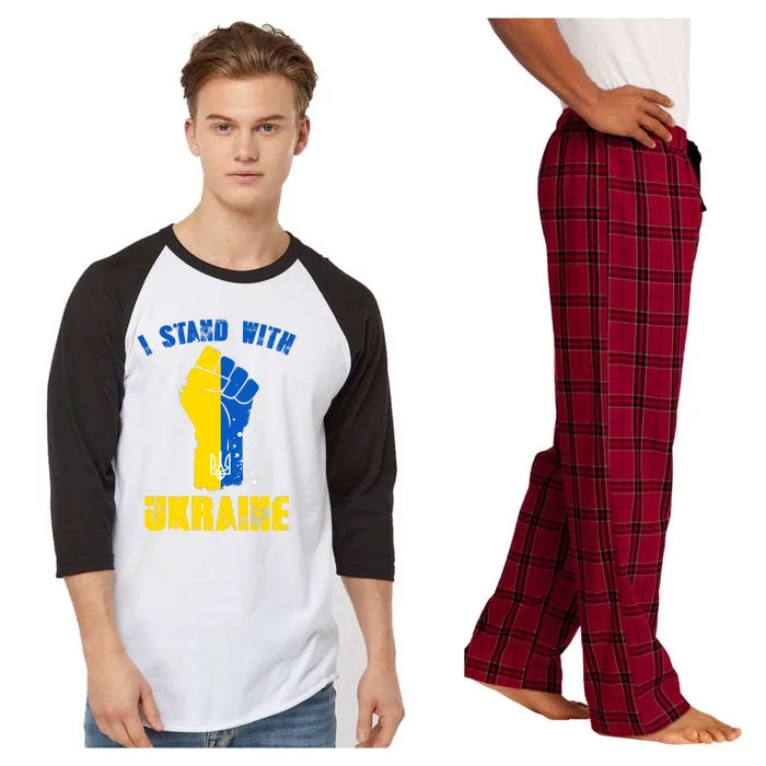 I Stand With Ukraine Fist Trident Support Raglan Sleeve Pajama Set