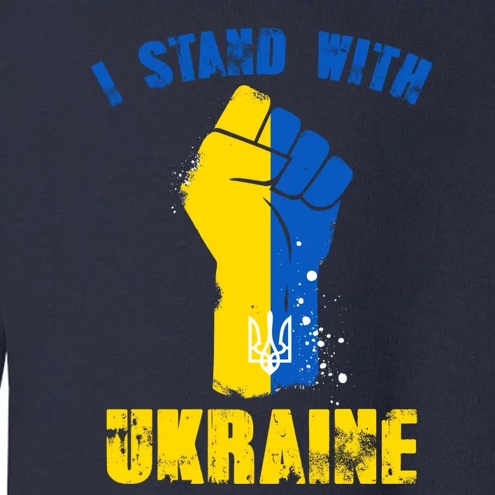 I Stand With Ukraine Fist Trident Support Toddler Sweatshirt