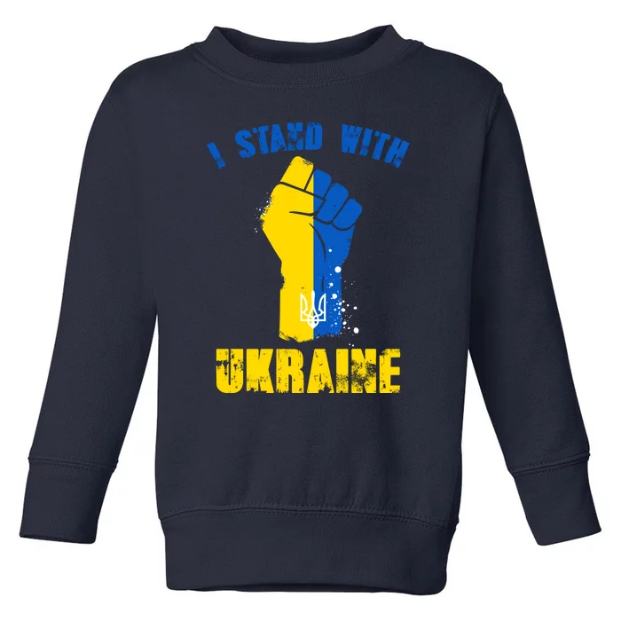 I Stand With Ukraine Fist Trident Support Toddler Sweatshirt