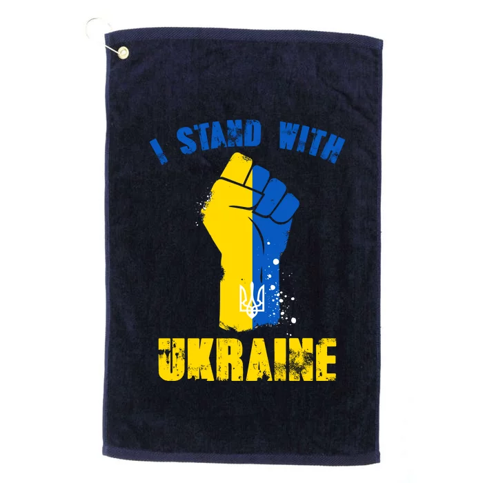 I Stand With Ukraine Fist Trident Support Platinum Collection Golf Towel