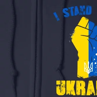 I Stand With Ukraine Fist Trident Support Full Zip Hoodie