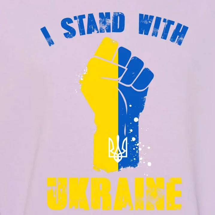 I Stand With Ukraine Fist Trident Support Garment-Dyed Sweatshirt