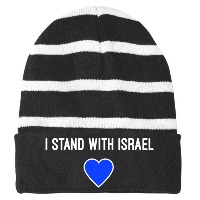 I Stand With Israel Pray For Israel Strong Striped Beanie with Solid Band