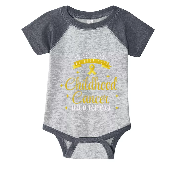 in september we wear gold childhood cancer awareness Infant Baby Jersey Bodysuit