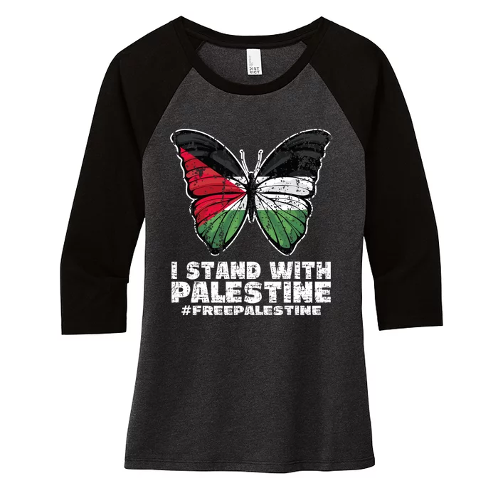 I Stand With Palestine For Their Freedom Free Palestine Women's Tri-Blend 3/4-Sleeve Raglan Shirt