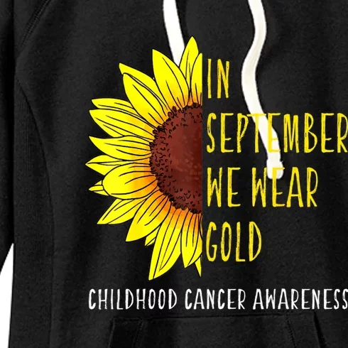 In September Wear Gold Childhood Cancer Awareness Sunflower Women's Fleece Hoodie