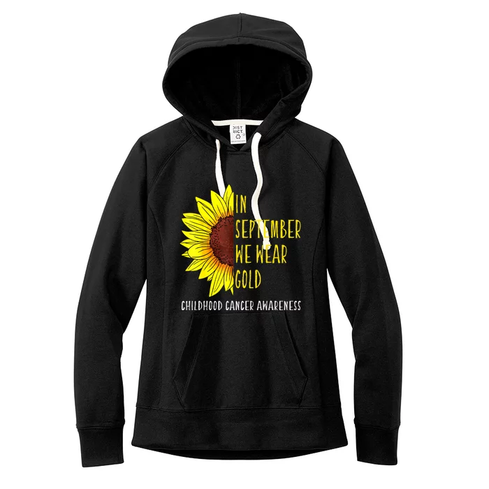 In September Wear Gold Childhood Cancer Awareness Sunflower Women's Fleece Hoodie