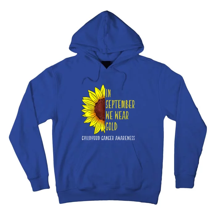 In September Wear Gold Childhood Cancer Awareness Sunflower Tall Hoodie