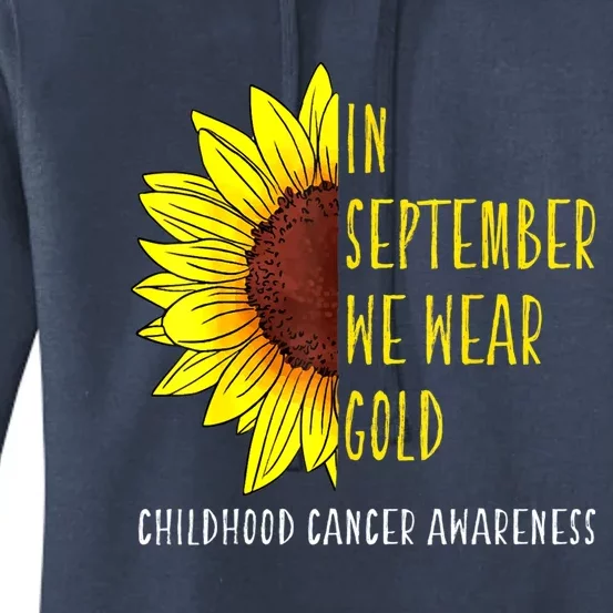 In September Wear Gold Childhood Cancer Awareness Sunflower Women's Pullover Hoodie