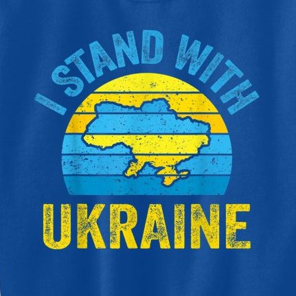 I Stand With Ukraine Support Ukrainian Flag Retro Map Kids Sweatshirt