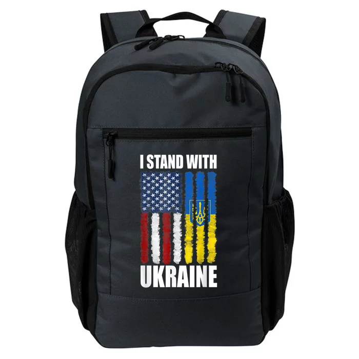 I Stand With Ukraine American Ukrainian Flag Gift Daily Commute Backpack