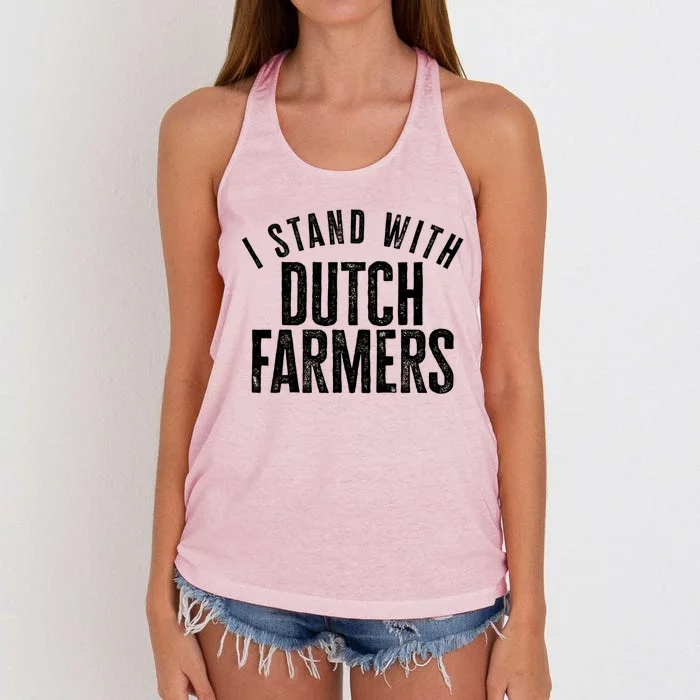 I Stand With Dutch Farmers Netherlands Protest Dutch Flag Great Gift Women's Knotted Racerback Tank