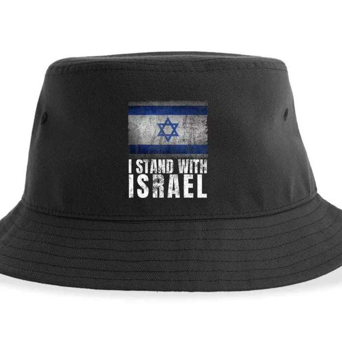 I Stand With Israel Jewish Gifts Heritage Israeli Flag Sustainable Bucket Hat