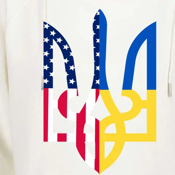 I Stand With Ukraine Flag Emblem I Stand For Ukraine Usaflag Gift Womens Funnel Neck Pullover Hood