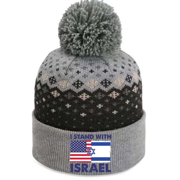 I Stand With Israel Usa Flag The Baniff Cuffed Pom Beanie