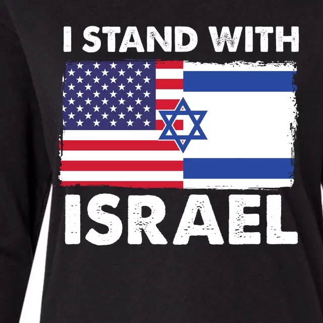 I Stand With Israel Usa Flag Womens Cotton Relaxed Long Sleeve T-Shirt