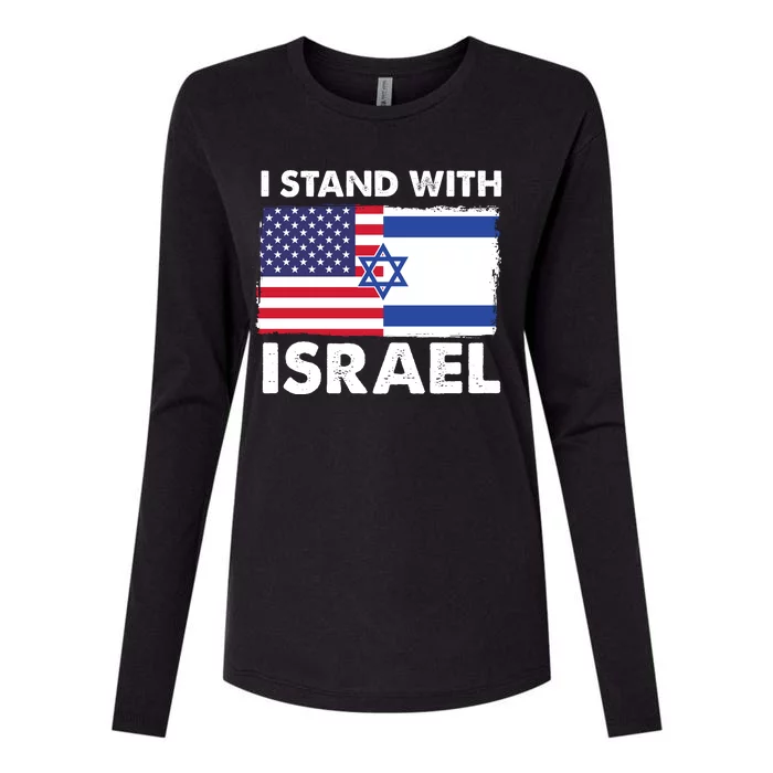 I Stand With Israel Usa Flag Womens Cotton Relaxed Long Sleeve T-Shirt