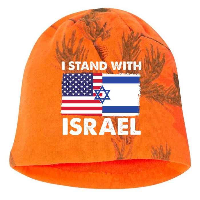 I Stand With Israel Usa Flag Kati - Camo Knit Beanie