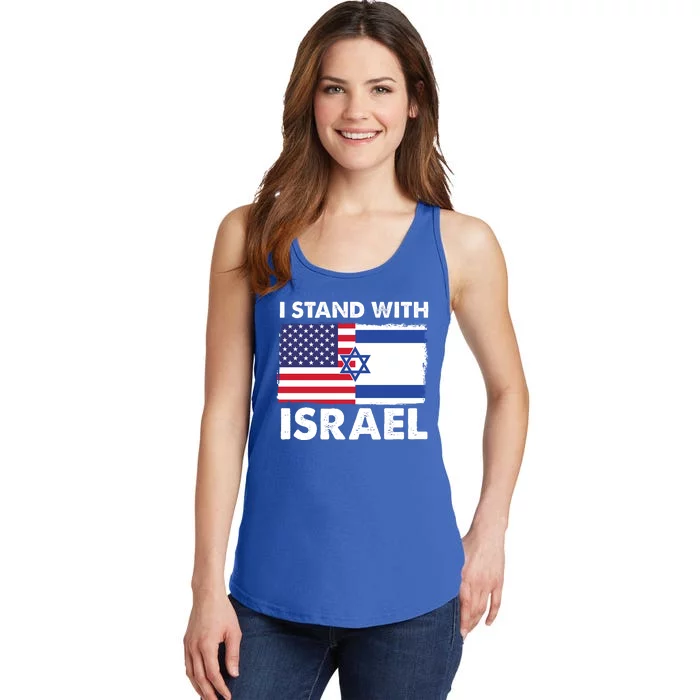 I Stand With Israel Usa Flag Ladies Essential Tank