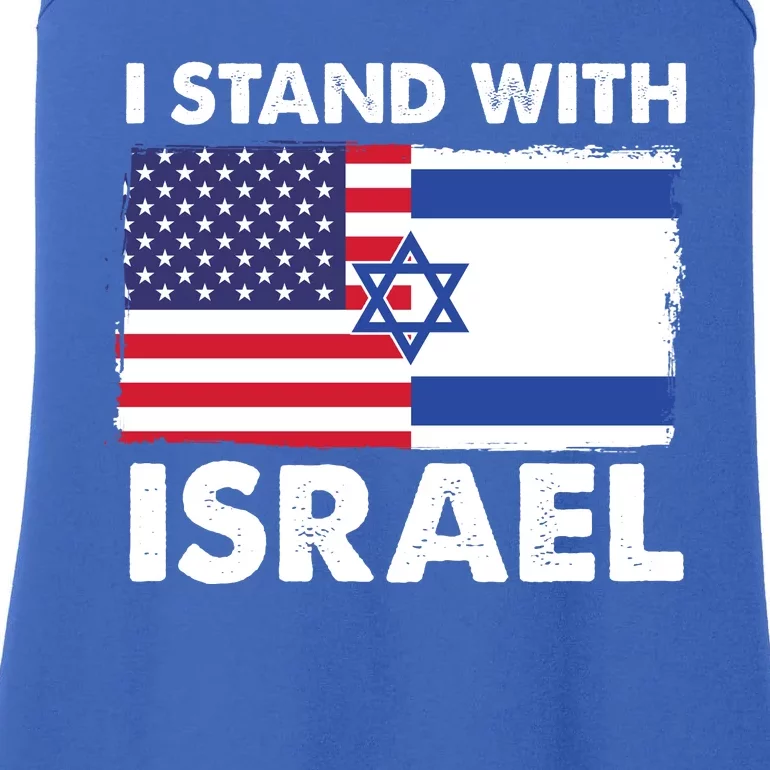 I Stand With Israel Usa Flag Ladies Essential Tank