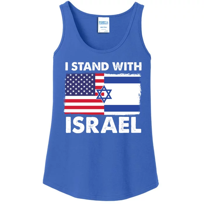 I Stand With Israel Usa Flag Ladies Essential Tank