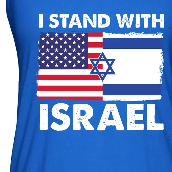 I Stand With Israel Usa Flag Ladies Essential Flowy Tank