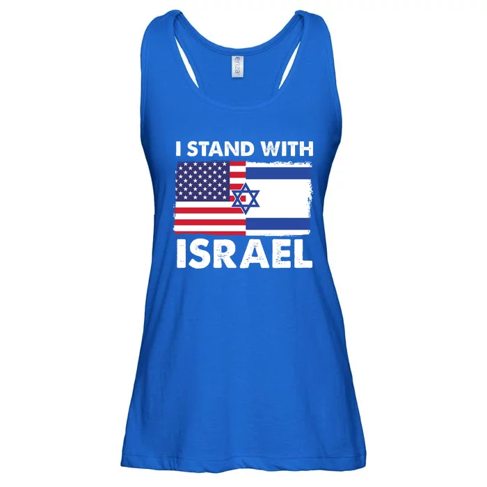 I Stand With Israel Usa Flag Ladies Essential Flowy Tank