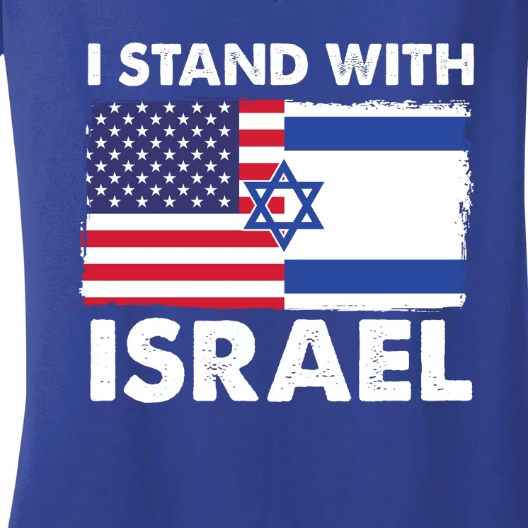 I Stand With Israel Usa Flag Women's V-Neck T-Shirt