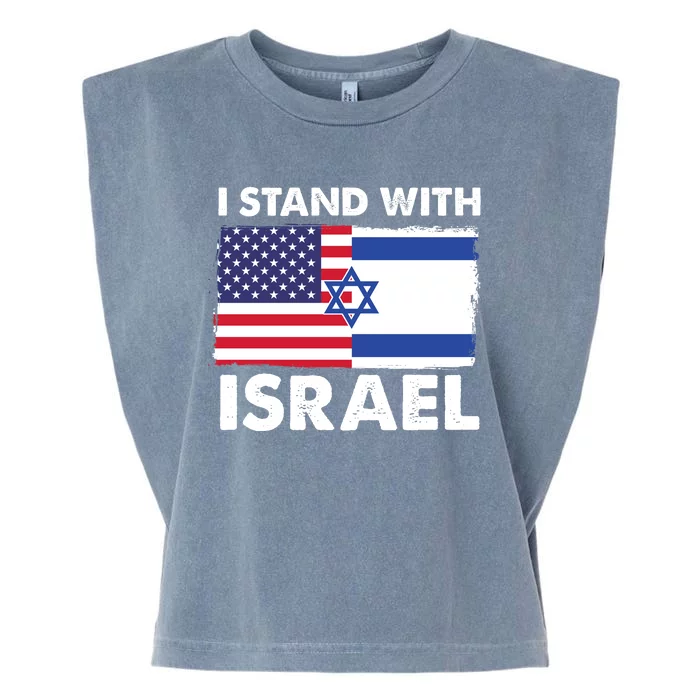 I Stand With Israel Usa Flag Garment-Dyed Women's Muscle Tee