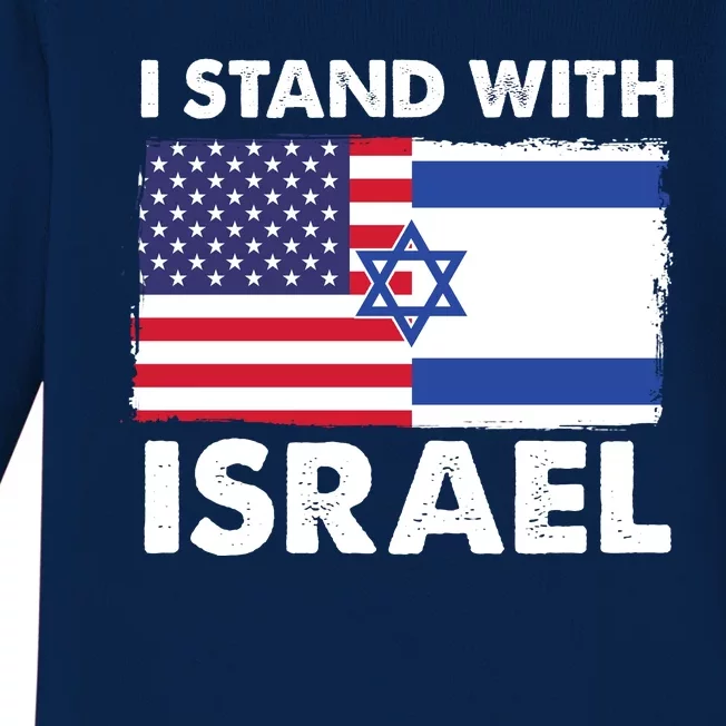 I Stand With Israel Usa Flag Baby Long Sleeve Bodysuit