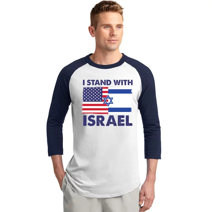 I Stand With Israel Usa Flag Baseball Sleeve Shirt