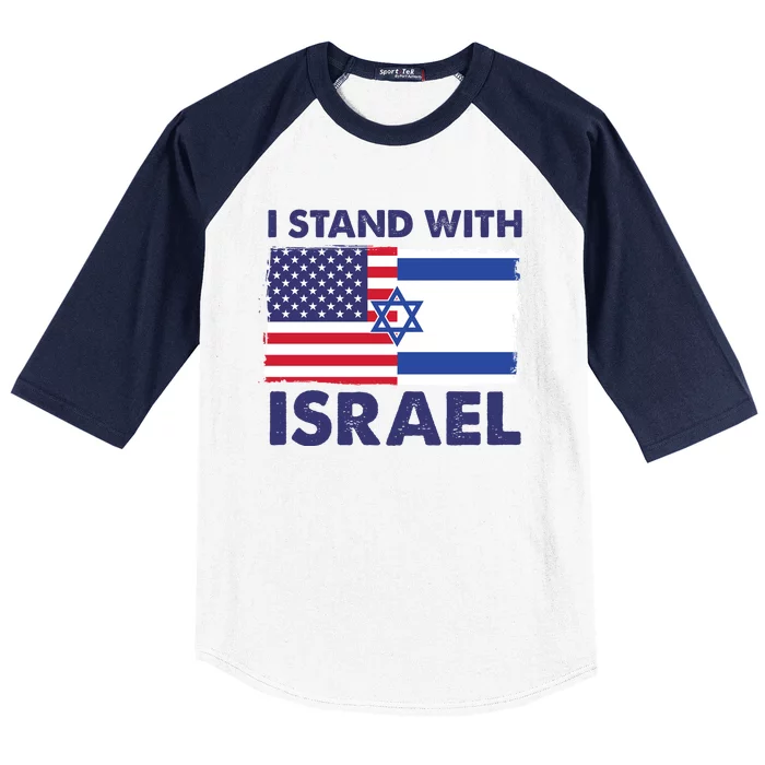 I Stand With Israel Usa Flag Baseball Sleeve Shirt