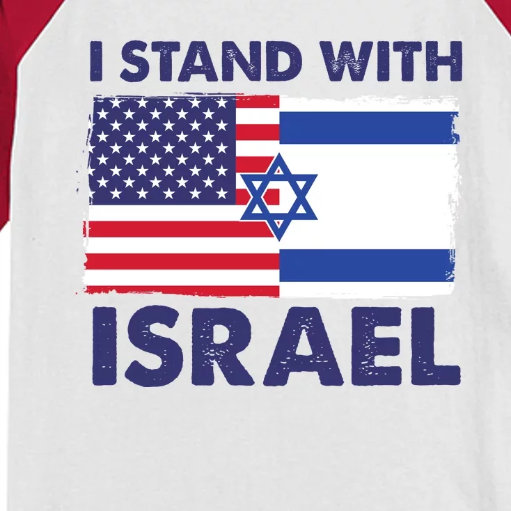 I Stand With Israel Usa Flag Kids Colorblock Raglan Jersey