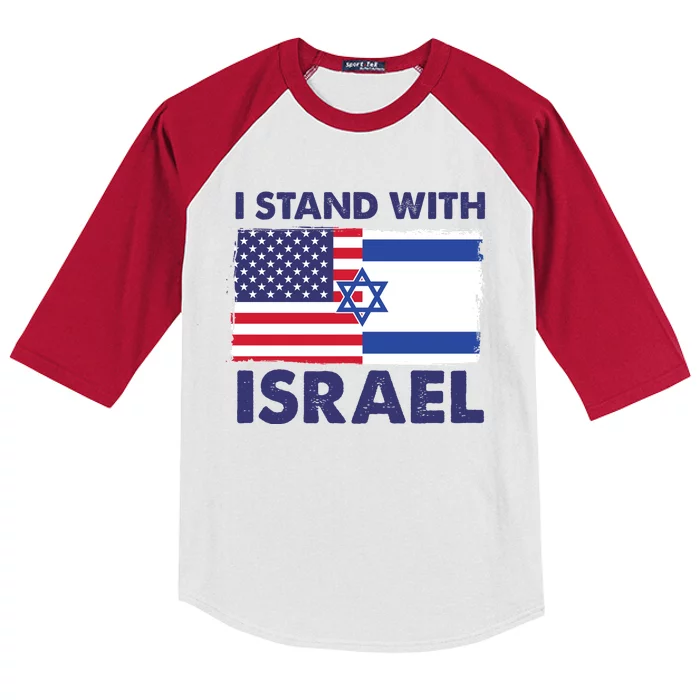 I Stand With Israel Usa Flag Kids Colorblock Raglan Jersey