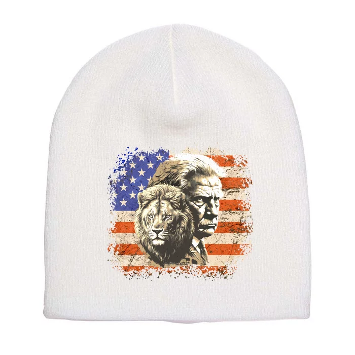 I Stand With Trump 2024 Short Acrylic Beanie