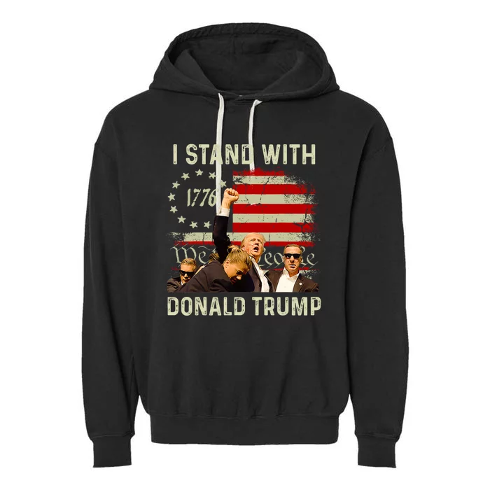 I Stand With Trump Fight With Trump 2024 Garment-Dyed Fleece Hoodie