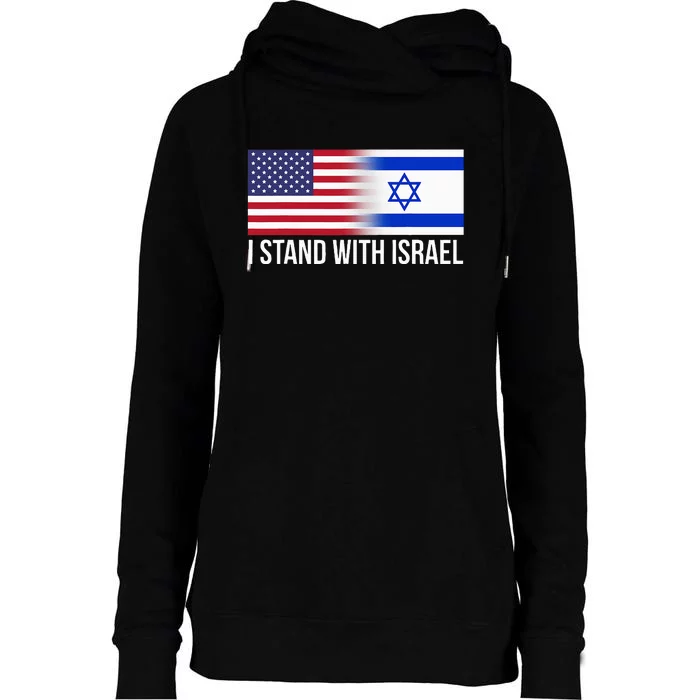 I Stand With Israel Usa Israeli Flag Jewish Womens Funnel Neck Pullover Hood