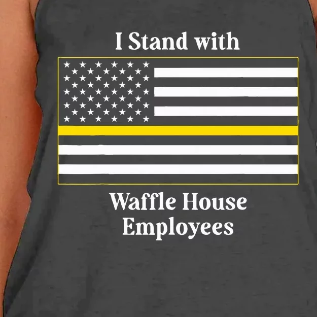 I Stand With W.A.F.F.L.E H.O.U.S.E Employees Funny America Flag Women's Knotted Racerback Tank