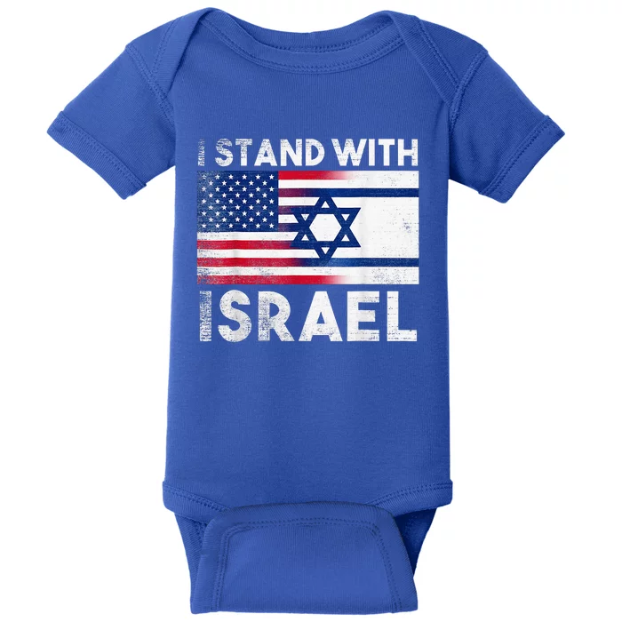 I Stand With Israel Pray For Israel Us And Israel Flag Baby Bodysuit