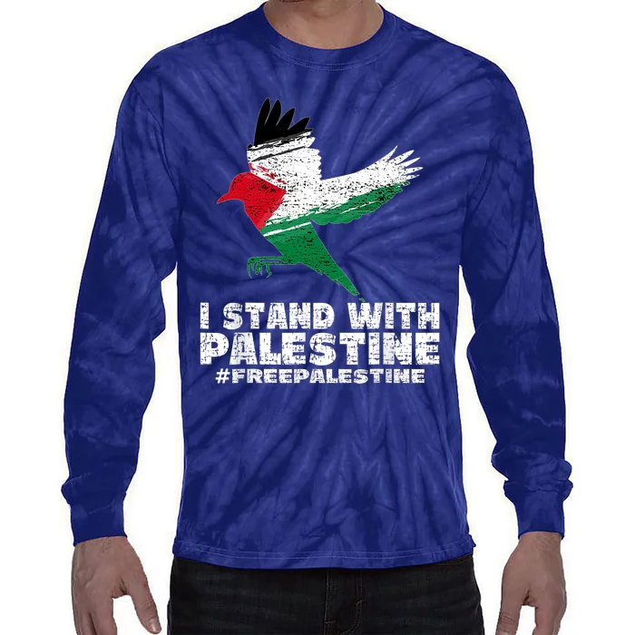 I Stand With Palestine For Their Freedom Free Palestine Tie-Dye Long Sleeve Shirt