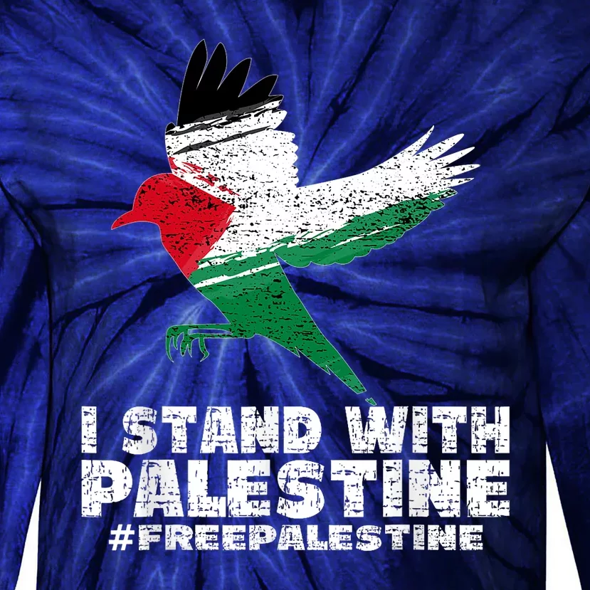 I Stand With Palestine For Their Freedom Free Palestine Tie-Dye Long Sleeve Shirt