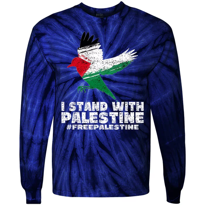 I Stand With Palestine For Their Freedom Free Palestine Tie-Dye Long Sleeve Shirt