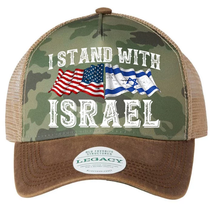 I Stand With Israel American Flag Legacy Tie Dye Trucker Hat