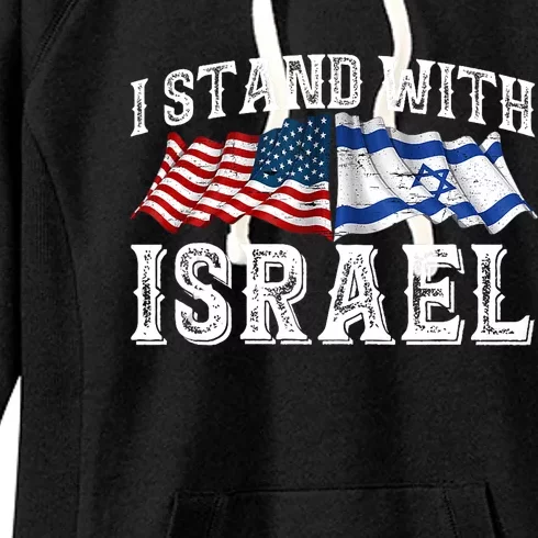 I Stand With Israel American Flag Women's Fleece Hoodie