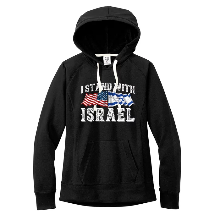 I Stand With Israel American Flag Women's Fleece Hoodie