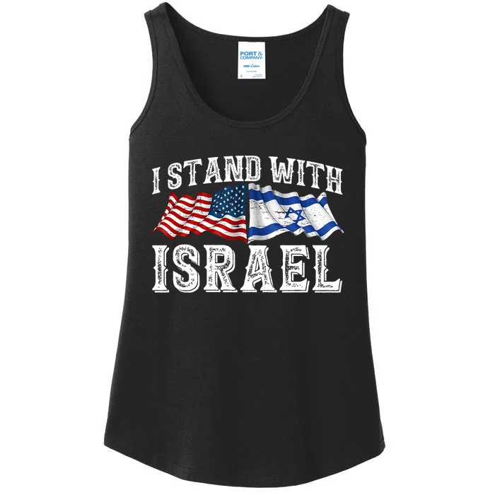 I Stand With Israel American Flag Ladies Essential Tank