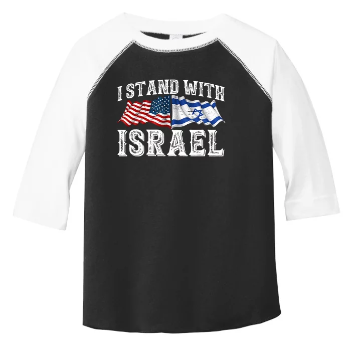 I Stand With Israel American Flag Toddler Fine Jersey T-Shirt