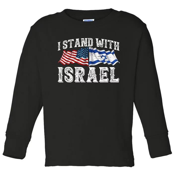 I Stand With Israel American Flag Toddler Long Sleeve Shirt