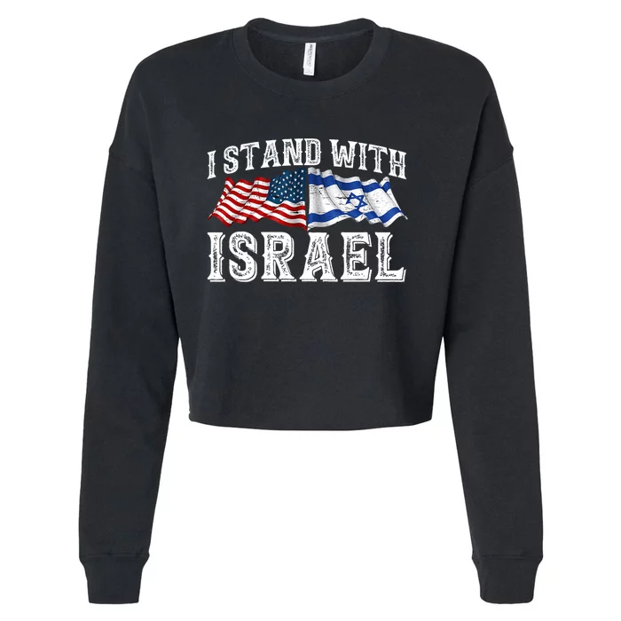 I Stand With Israel American Flag Cropped Pullover Crew