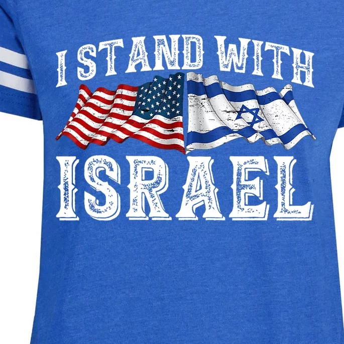 I Stand With Israel American Flag Enza Ladies Jersey Football T-Shirt